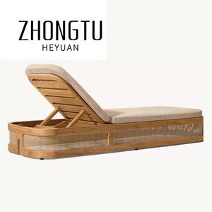 Chaise de plage design moderne, lit de jour pour le jardin, meubles pour hôtels, teck, salon de soleil pliable pour l'extérieur, chaises longues pour la piscine, canapé-lit - Product Image 3