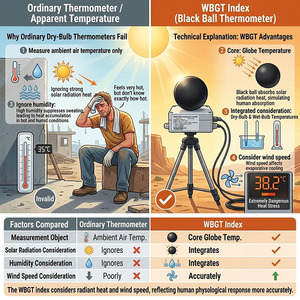 Moniteur d'indice de stress <span class=keywords><strong>thermique</strong></span> WBGT Black Ball, capteur de surveillance de l'environnement <span class=keywords><strong>thermique</strong></span> à haute température pour la construction - Product Image 2
