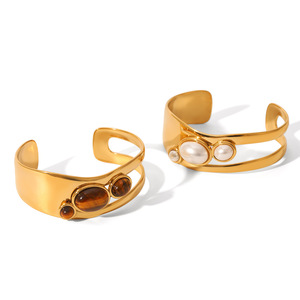 TD High Quality 18K Gold Plated Stainless Steel Open Cuff Bangle Tarnish Resistant Women's Fashion Statement Jewelry Wholesale - Product Image 1