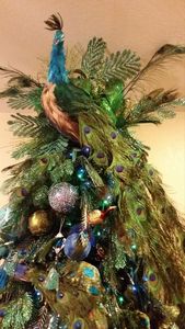 Bola de Navidad de pluma de pavo real Natural para adorno de árbol de Navidad festivo otoño decoración de boda fiesta Regalo De vacaciones suministro de artesanía - Product Image 2
