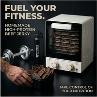 Déshydrateur alimentaire en acier inoxydable avec minuterie numérique réglable, température contrôlée, capacité 11-20L, 8 plateaux pour viande séchée, fruits, friandises pour chiens
