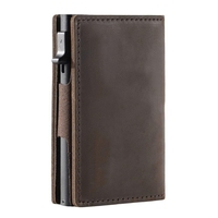 Porte-cartes RFID en cuir PU avec logo personnalisé, portefeuille en aluminium avec compartiments pour cartes bancaires, Visa, cartes d'identité