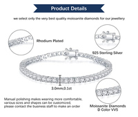Offre Spéciale à bijoux Goldleaf Bijoux fins Style Hip Hop D Couleur VVS Moissanite Divers 2mm Tennis Bracelet Avec Argent 925