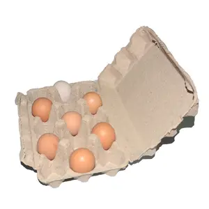 Bandejas de papel Kraft desechables, cartón corrugado, 15 celdas, pulpa de papel para huevos de pollo, caja de embalaje de huevos
