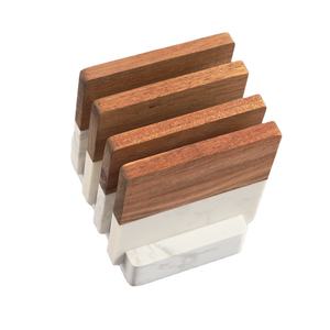 ที่รองแก้วกาแฟ ลายหินอ่อน ไม้ ที่วางแก้วหินอ่อน สำหรับสำนักงาน บ้าน ที่รองแก้วไม้ทรงสี่เหลี่ยมสำหรับเครื่องดื่ม - Product Image 2