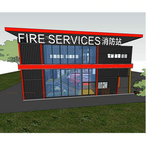 Contenedor Marítimo Modificado para Estación de Bomberos, Diseño Industrial, Casa Contenedor Rectangular, Taller, Planta, Solución de Almacén - Product Image 1