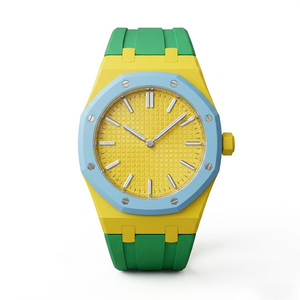Boîtier en composite biocéramique écologique, mouvement à quartz MiYOTA, bracelet en caoutchouc, style sportif, verre résistant à l'eau, aiguilles luminescentes - Product Image 1