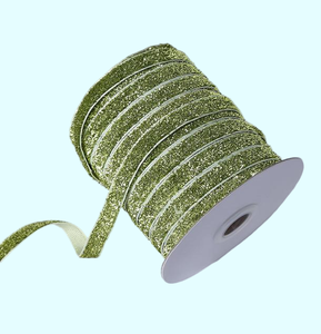 도매 10mm 골드 메탈릭 벨벳 리본 싱글 페이스 보일 패브릭 없음 탄성-장식 프로젝트 장식 소녀 신발 - Product Image 5
