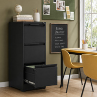 Archivador Vertical Compacto de Acero, Gabinete de Almacenamiento Metálico con 4 Cajones, Móvil y con Cerradura para Oficina