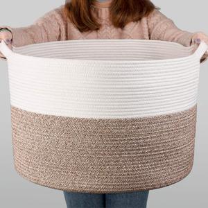 Woven Baby Laundry Basket for Blankets Toys Storage Basket with Handle Storage Bins