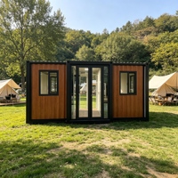 Maison conteneur pliable préfabriquée moderne 20FT, design module habitable respirant à double aile extensible, haut de gamme style Mid-Century