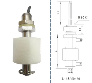 KOLAS FAST-47LP-F30 Industrial Liquid Level Sensor with Magnetic Reed <b>Float</b> and Screwing Mounting - Product Image 1