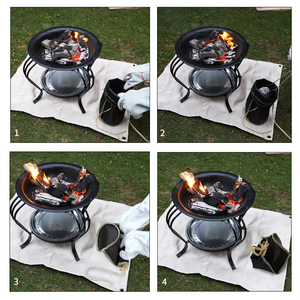 Sac antiadhésif <span class=keywords><strong>pour</strong></span> <span class=keywords><strong>barbecue</strong></span> sac résistant au feu avec corde portable <span class=keywords><strong>pour</strong></span> le repos sac de rangement au charbon de bois noir - Product Image 3