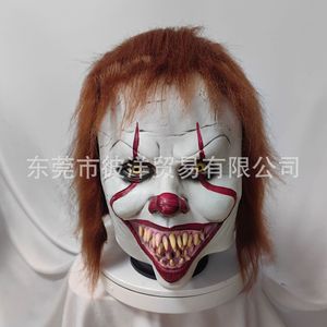 Máscara de látex de payaso de Halloween con peluca, accesorio de disfraz de terror para fiestas, escape room, cosplay - Product Image 1