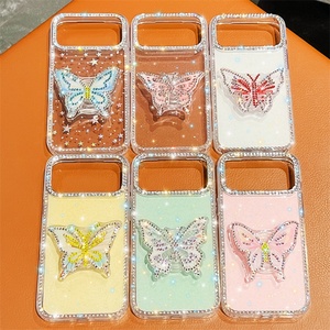 Funda de Lujo con Purpurina y Soporte de Mariposa Transparente para iPhone 17 Air 16 15 14 Pro Max, Carcasa Antigolpes de PC y TPU con Soporte de Diamantes - Product Image 2