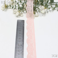 Dentelle élastique rose pâle de 3 cm de large, bordure étroite extensible pour lingerie, caraco, bralette, vêtements de nuit, décoration