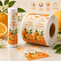 Autocollants personnalisés pour baume à lèvres, étiquettes cosmétiques avec logo sur mesure, étiquettes imperméables en vinyle pour gloss à lèvres, pour petites entreprises, en rouleau