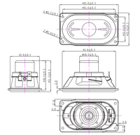 Haut-parleur rectangulaire à large bande de fréquences en néodyme XDEC 53x93mm pour barre de son audio