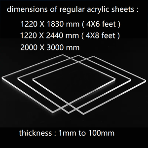 Plaques en PMMA extrudé transparentes de 1, <span class=keywords><strong>2</strong></span>, 3, 4, 5, 6, 8 <span class=keywords><strong>mm</strong></span>, 4 x 6 pieds, 4 x 8 pieds en stock, et plaques en acrylique coulé de 10, 20, 50 <span class=keywords><strong>mm</strong></span> - Product Image 3