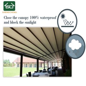 Pérgola motorizada <span class=keywords><strong>de</strong></span> aluminio para exteriores para restaurante <span class=keywords><strong>con</strong></span> toldos <span class=keywords><strong>de</strong></span> techo <span class=keywords><strong>de</strong></span> PVC plegables <span class=keywords><strong>de</strong></span> tela deslizante y retráctil - Product Image 4
