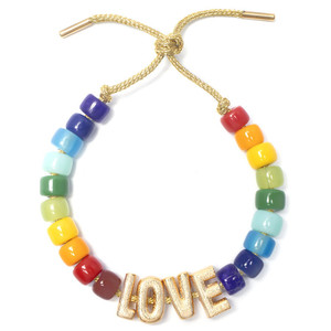 Della boemia Fatti A Mano Arcobaleno Brite Perline Corda di Fascino Lettera Catenaria Della Mano di Pietra Naturale Forte Borda il Braccialetto per Le Donne - Product Image 4