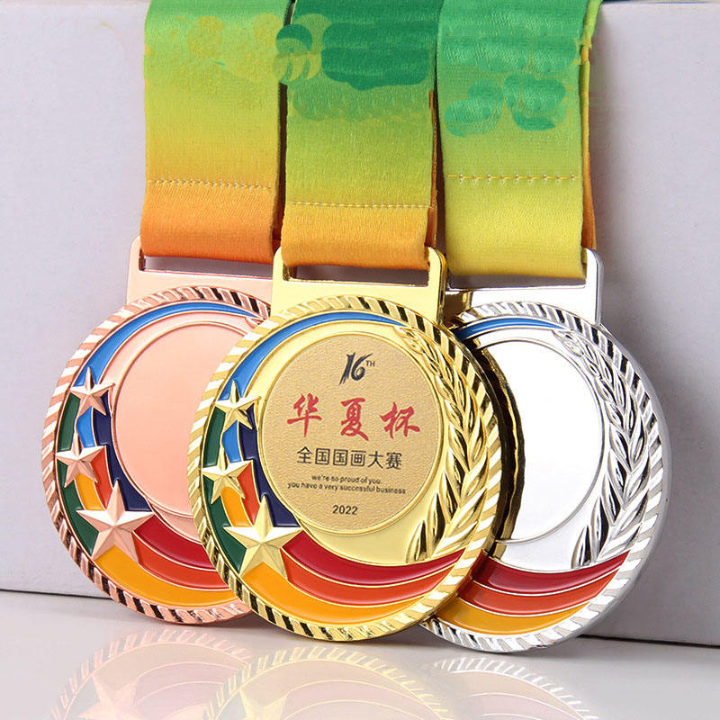 ゴールドシルバーブロンズ亜鉛合金3Dメタルグレインメダルアワード