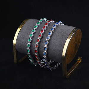 Bracciale Tennis da Uomo e Donna con Charm da 8,3 Pollici, Gioiello con Cristalli Blu Reale, Rubini, Smeraldi e Zirconi Cubici - Product Image 1