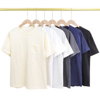 T-shirt Homme Tricoté Haute Qualité 240G Coton Lourd 100% Coton Uni Vintage Coupe Ample Manches Courtes Teint Uni Respirant