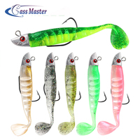 100mm/120mm Bionic Caoutchouc Corps Souple Appât Artificiel Noir Minnow Shad Leurre avec Métal PVC Jig Head pour Rivière Lac Mer Pêche