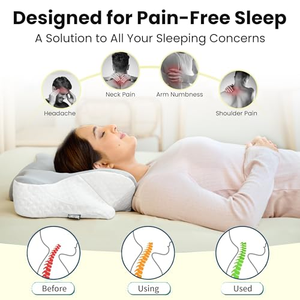 Oreiller ergonomique orthopédique en mousse à mémoire de forme pour le soutien cervical, personnalisé pour soulager les douleurs aux épaules et au cou - Product Image 3