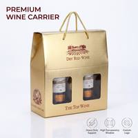 Caja de Embalaje de Papel Corrugado Personalizada para Vino Tinto, Textura en Relieve, Caja de Regalo para 2 Botellas, Tecnología de Estampado en Caliente con Logotipo