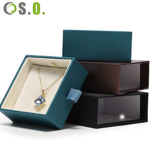 Caja de Cartón con Logotipo Personalizado Azul y Negro, Imitación Piel, para Anillos, Colgantes, Pulseras, Brazaletes, Collares, Pendientes, Joyas - Product Image 6