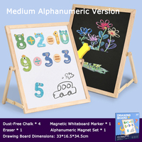 Tableau magnétique en bois Montessori PP TOYS - Double face - Chevalet pour enfants - Aimants alphabétiques - Écriture sans poussière - Réutilisable - 3-13 ans