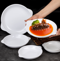 Assiette rectangulaire A5 en mélamine à double anse, aspect porcelaine japonaise, écologique, vaisselle pour enfants, en plastique avec poignées, ensembles d'assiettes