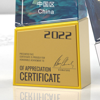Anniversaire créatif trophée en cristal base en métal cadeaux d'entreprise personnalisés souvenir client conférence de presse prix vierge en gros