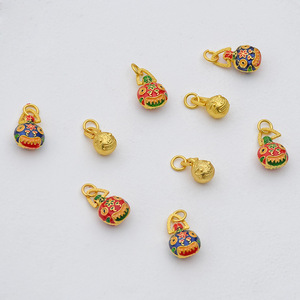 Pendentif breloque unisexe en alliage doré inaltérable, motif Famille de Bêtes Gloutonne, émail cloisonné, accessoire de bijouterie DIY, cadeau Jinhua - Product Image 1