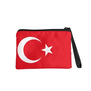 Pochette zippée personnalisée drapeau turc, sac à main, porte-monnaie, sac portable de haute qualité, cadeau pour femmes et hommes, prix bas, vente en gros d'usine - Product Image 2