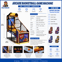 Machine de tir au basket de luxe avec écran LCD, borne d'arcade vidéo, panneau de score électronique intelligent et fonctionnement à monnayeur