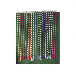 Décoration de festival, guirlande traditionnelle indienne Latkan, boule en tissu de velours faite à la main, décoration murale de 5 pieds pour Diwali, Navratri, Noël - Product Image 3