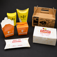 Boîte en papier jetable personnalisable avec logo pour emballage alimentaire de burgers, poulet frit et frites, à emporter, pour restaurant, marque privée, recyclable