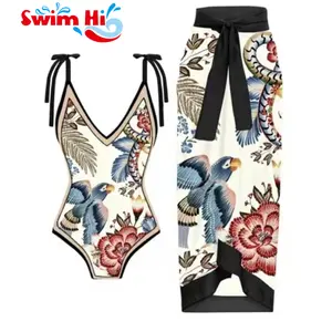 Fashion Summer Seaside Beach Outfits Print Wholesale Custom Bathing Suits Cover Ups Beachwear Womens Bikini Swimsuits