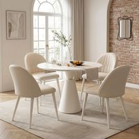 Ensemble de table à manger moderne en pierre frittée ronde avec 4 chaises, gain de place, E1 Eco, imperméable, pour bureau, réception, café, salle de réunion