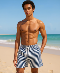 Tommy Hilfiger <b>Men's</b> Medium Length Swim <b>Trunks</b> Striped Drawstring Regular Fit 5" In-Stock - Product Image 2