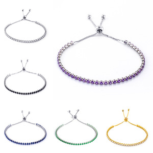 Diamond <b>Bracelet</b> 3mm Round Brilliant Cut <b>Adjustable</b> Size Unisex Everyday Wear - Product Image 5