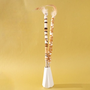 Bâton de jeu pour <span class=keywords><strong>chat</strong></span> à longues plumes, corde de chanvre naturelle, manche en bois, jouet pour <span class=keywords><strong>chat</strong></span> auto-amusant, durable et résistant aux morsures, bâton de stimulation pour <span class=keywords><strong>chat</strong></span> - Product Image 4