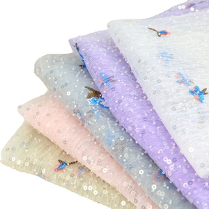 ผ้าลูกไม้ปักลายลูกปัดแบบแบน ดีไซน์ลายคลื่นสุดหรู พร้อมลายพิมพ์นก จาก Nanyee Textile - Product Image 3