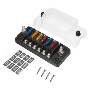 Waterproof Fuse Box DC12-32V 6 Way Automotive Blade Fuse Block with Indicator Light and Cover for Marine RV Tractor Car