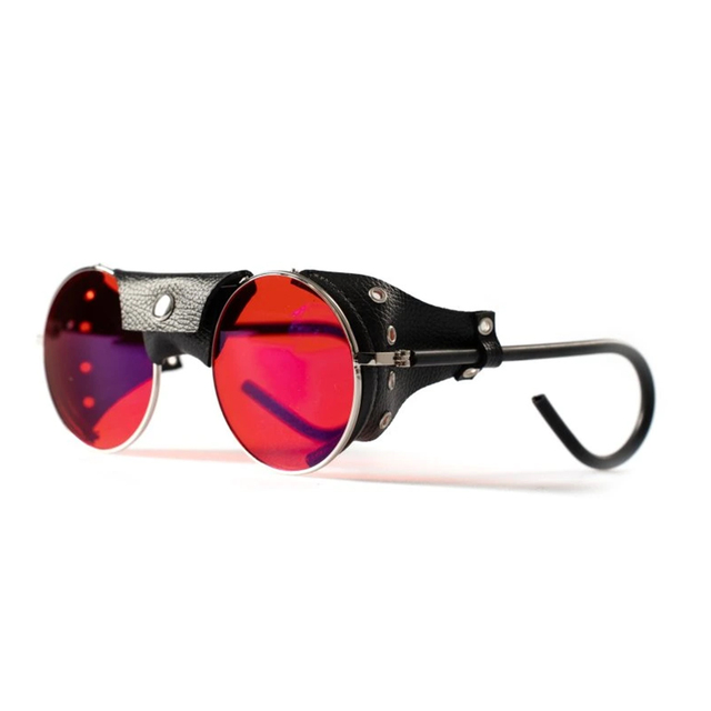 Steampunk Red Lens 100% Green Light and Blue Light Blocking Glasses Amber Lens Anti Fatigue Help Sleep Retro Glasses