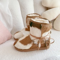 Nouvelles bottes de neige en laine de mouton mi-mollet pour femmes - Automne/Hiver - Chaudes, imperméables, avec rembourrage en coton de style ethnique