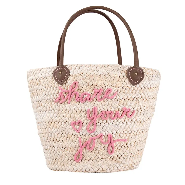 Newest Fashion Straw Bags with Decorate Women Light Yellow Letter Straw Bag Shoulder Bag,fashion Eco-friendly Straw Material